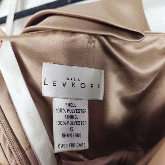 Bill Levkoff Womens Brown Gold Strapless Pleated Satin A-Line Mini Dress Size 6 - Picture 12 of 14